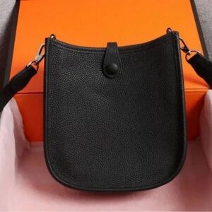 H logo TPM small crossbody satchel leather with silver hardware